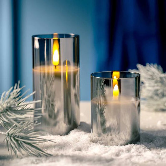 Leonardo Palazzo Kerzenlampe mit LED-Beleuchtung, Silber, Klein