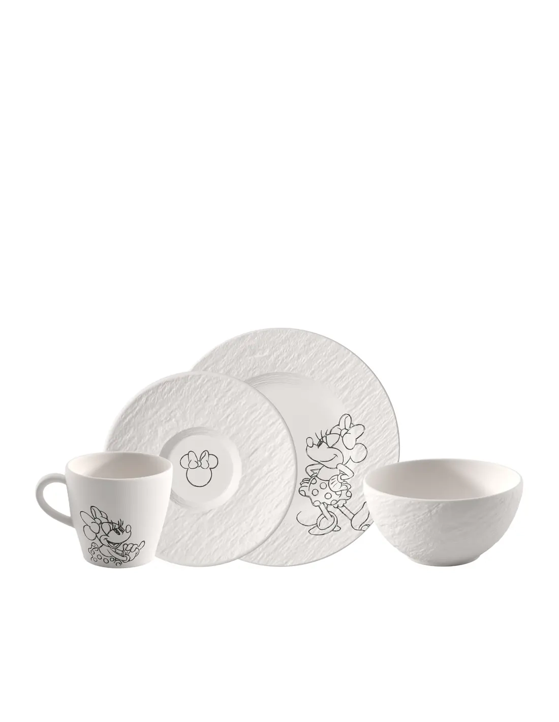 Villeroy & Boch Manufacture Rock Blanc Mickey Mouse Ontbijset 4-Delig